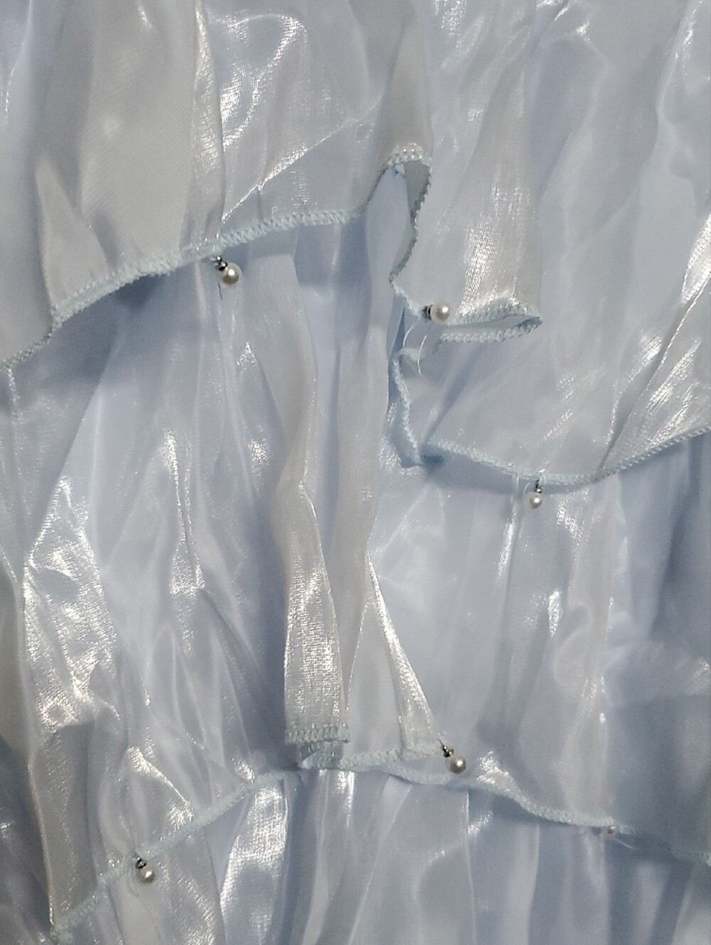 Light Blue Shiny Ruffle Layered Dress - Picture 2 of 3